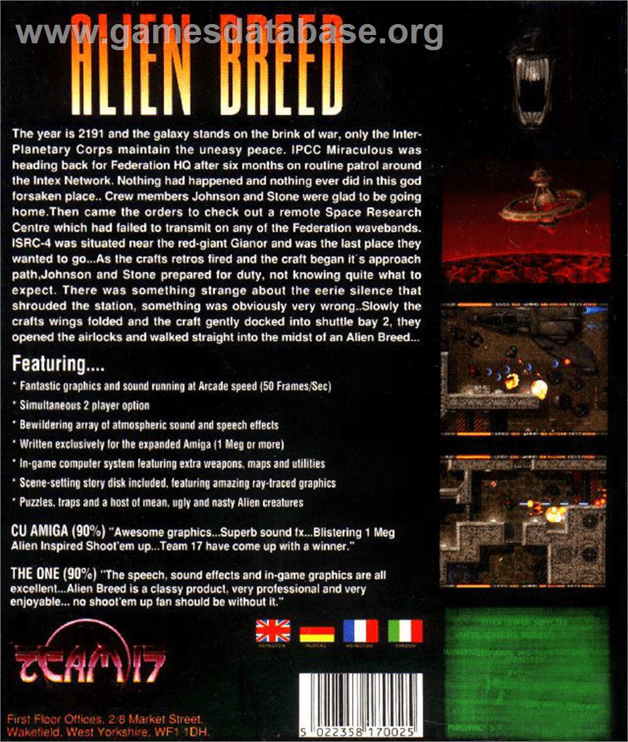 Alien Breed: Tower Assault - Commodore Amiga - Artwork - Box Back