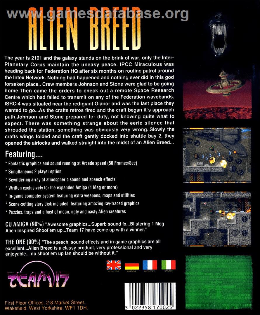 Alien Breed - Commodore Amiga - Artwork - Box Back