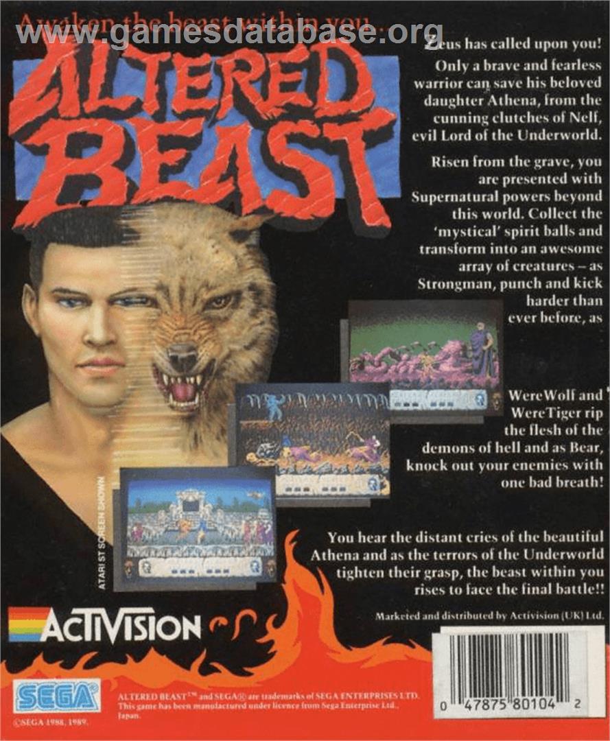 Altered Beast - Commodore Amiga - Artwork - Box Back