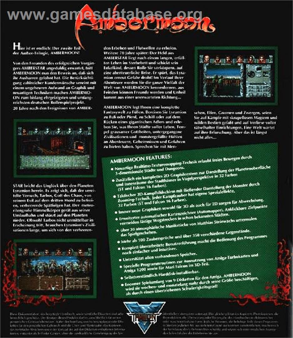 Ambermoon - Commodore Amiga - Artwork - Box Back