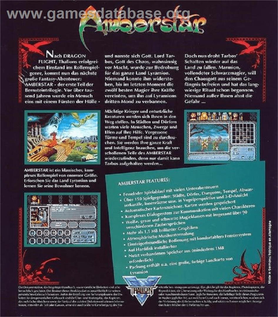 Amberstar - Commodore Amiga - Artwork - Box Back