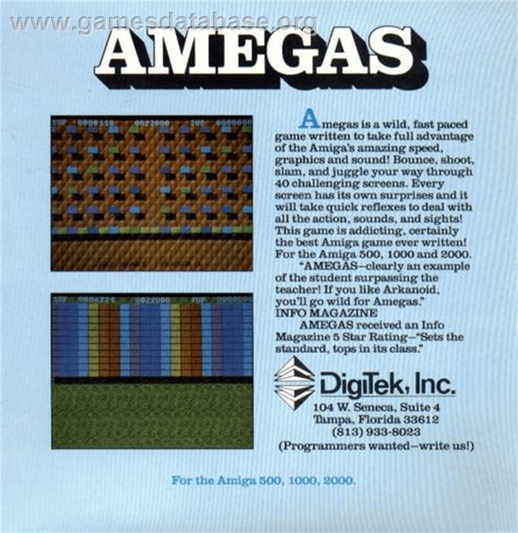 Amegas - Commodore Amiga - Artwork - Box Back