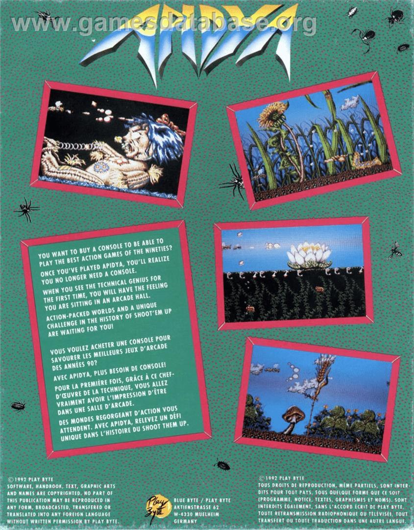 Apidya - Commodore Amiga - Artwork - Box Back