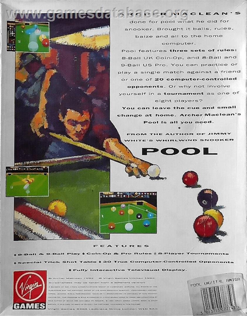 Archer Maclean's Pool - Commodore Amiga - Artwork - Box Back