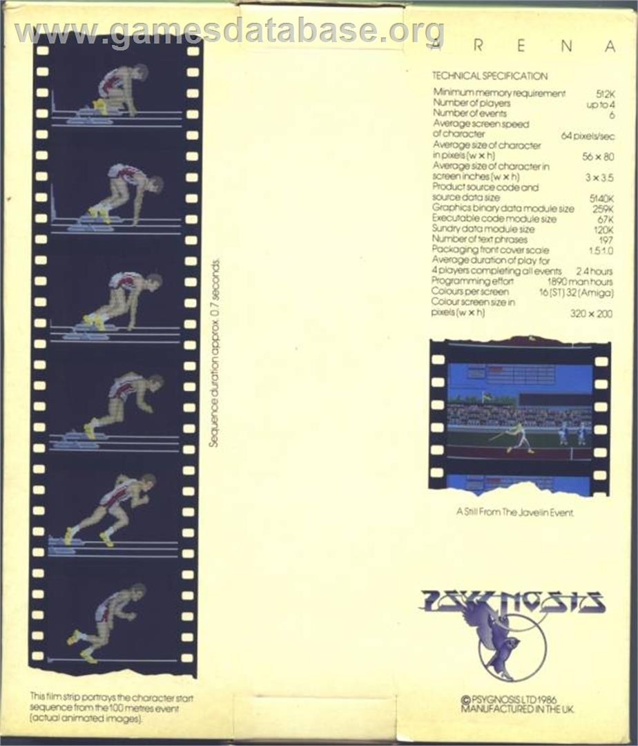 Arena - Commodore Amiga - Artwork - Box Back