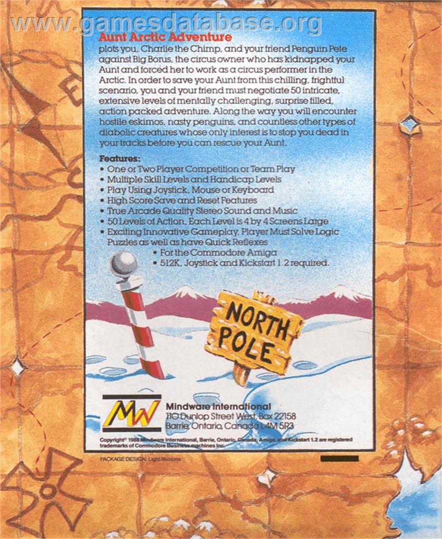 Aunt Arctic Adventure - Commodore Amiga - Artwork - Box Back