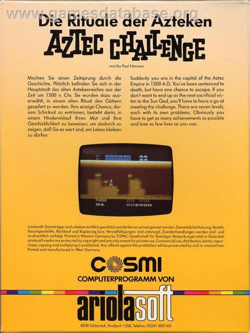 Aztec Challenge - Commodore Amiga - Artwork - Box Back