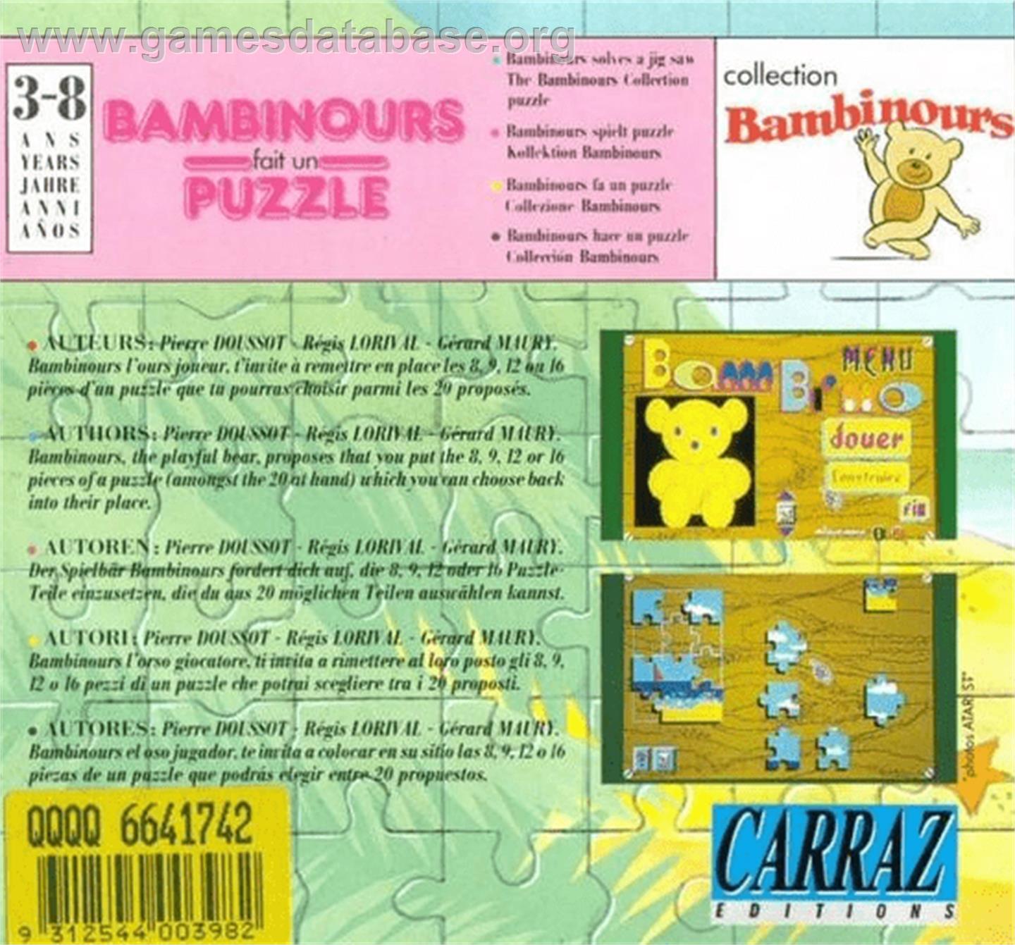 Bambinours Fait Un Puzzle - Commodore Amiga - Artwork - Box Back