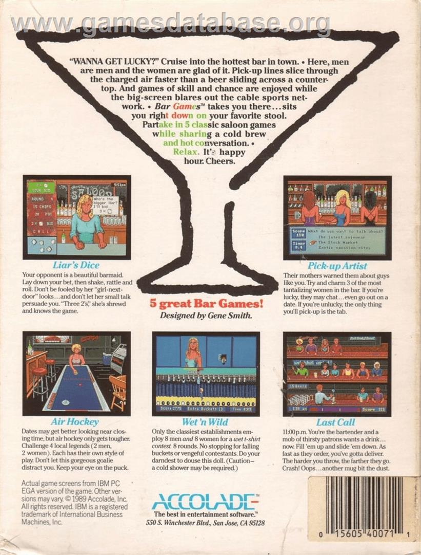 Bar Games - Commodore Amiga - Artwork - Box Back