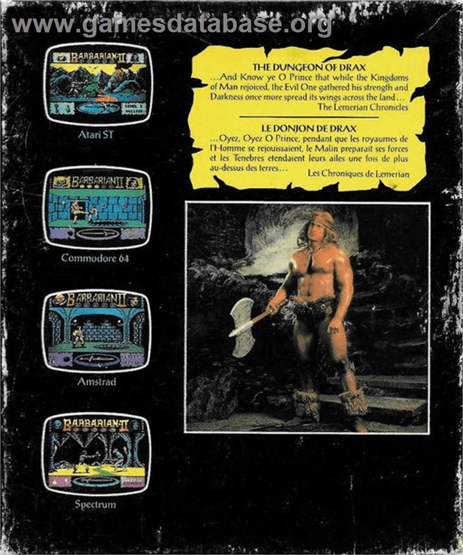 Barbarian 2 - Commodore Amiga - Artwork - Box Back