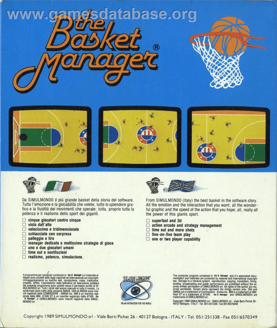 Basket Manager - Commodore Amiga - Artwork - Box Back