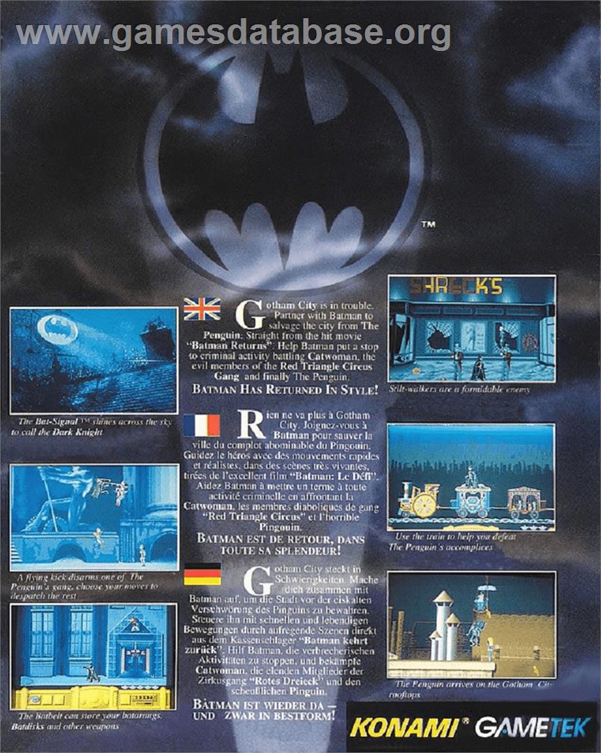 Batman Returns - Commodore Amiga - Artwork - Box Back