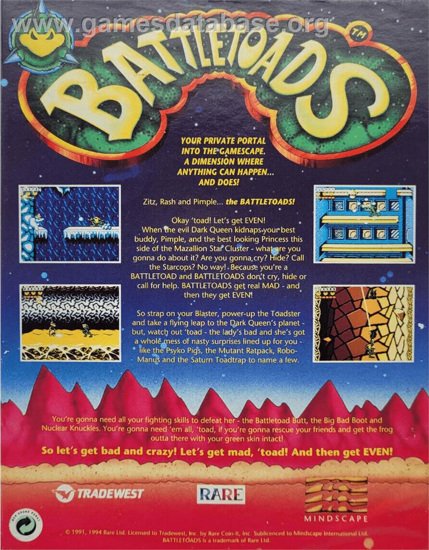 Battletoads - Commodore Amiga - Artwork - Box Back