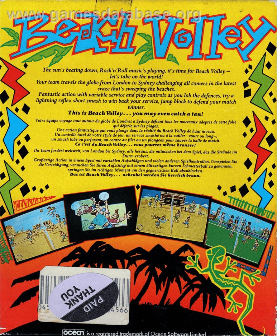Beach Volley - Commodore Amiga - Artwork - Box Back