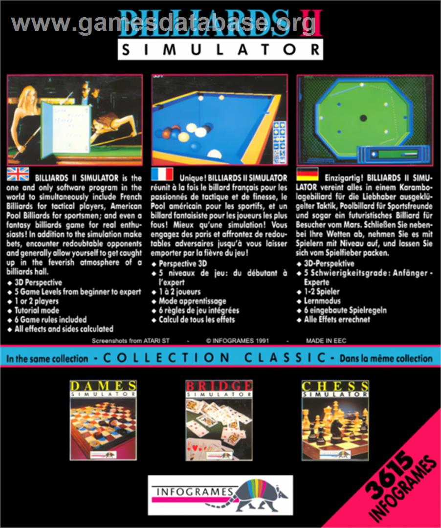 Billiards 2 Simulator - Commodore Amiga - Artwork - Box Back
