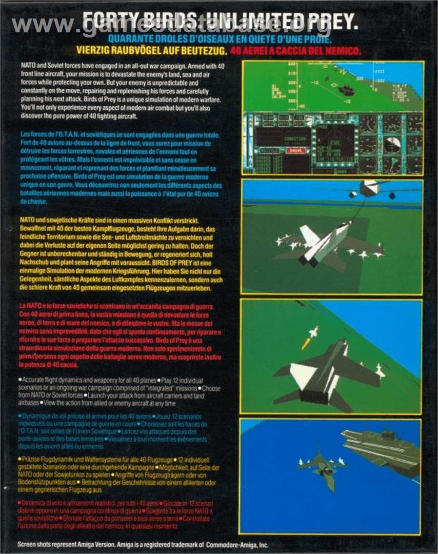 Birds of Prey - Commodore Amiga - Artwork - Box Back