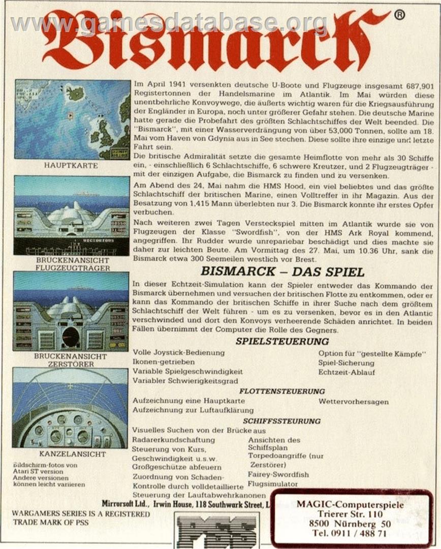 Bismarck - Commodore Amiga - Artwork - Box Back