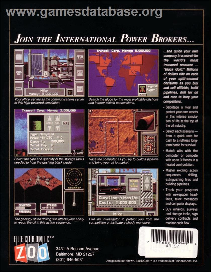 Black Gold - Commodore Amiga - Artwork - Box Back
