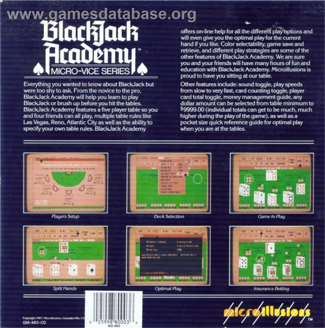 Blackjack Academy - Commodore Amiga - Artwork - Box Back