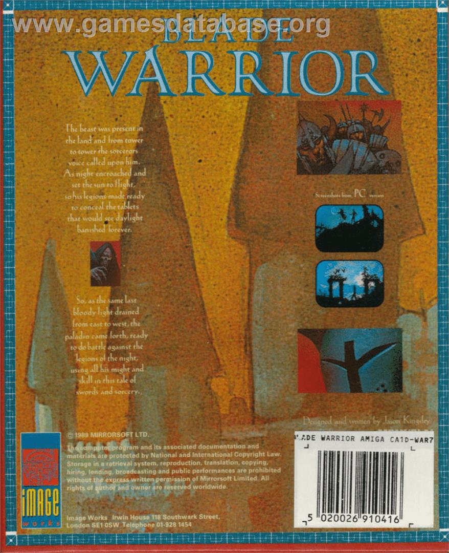 Blade Warrior - Commodore Amiga - Artwork - Box Back