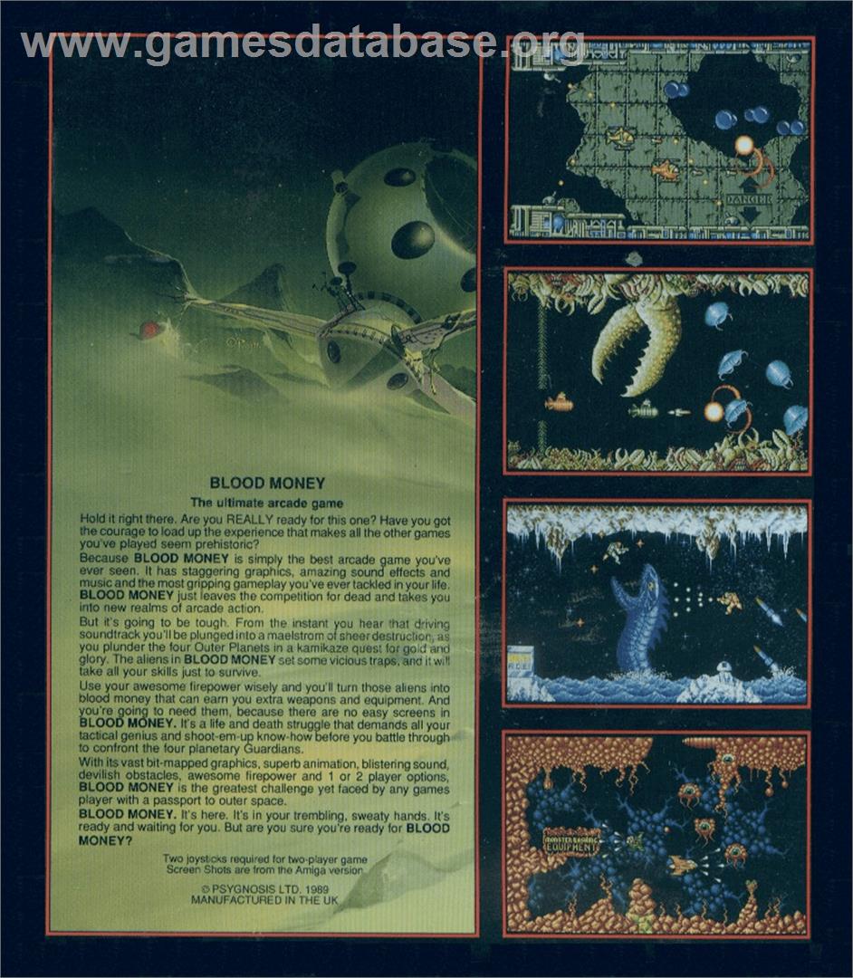 Blood Money - Commodore Amiga - Artwork - Box Back