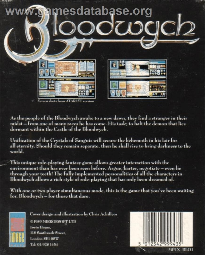Bloodwych - Commodore Amiga - Artwork - Box Back