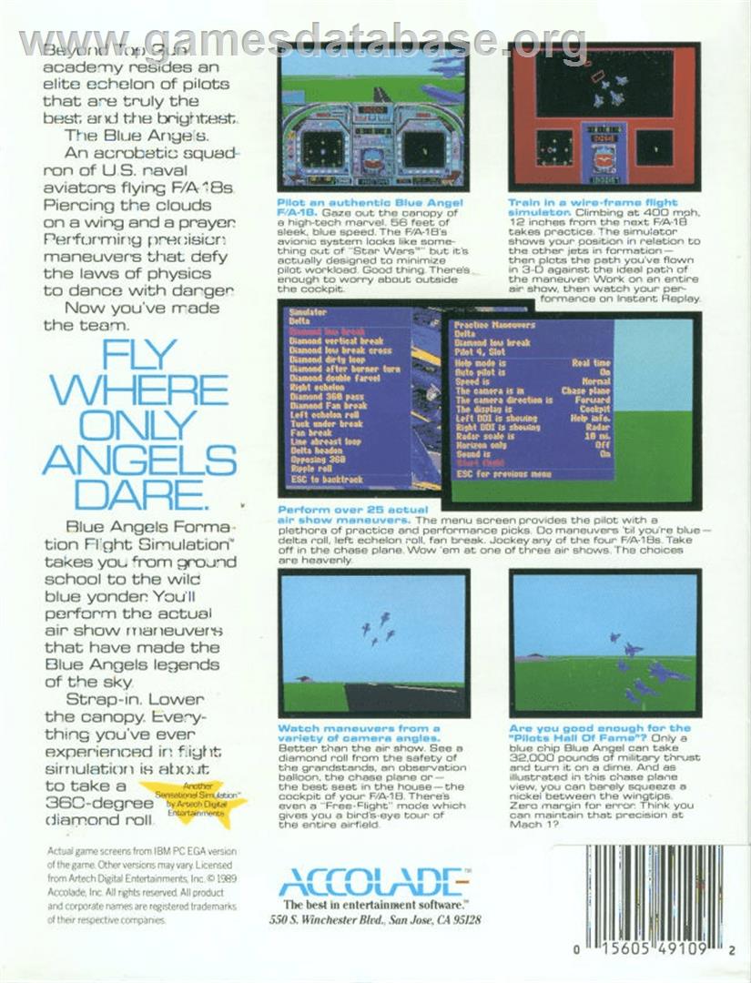 Blue Angels: Formation Flight Simulation - Commodore Amiga - Artwork - Box Back
