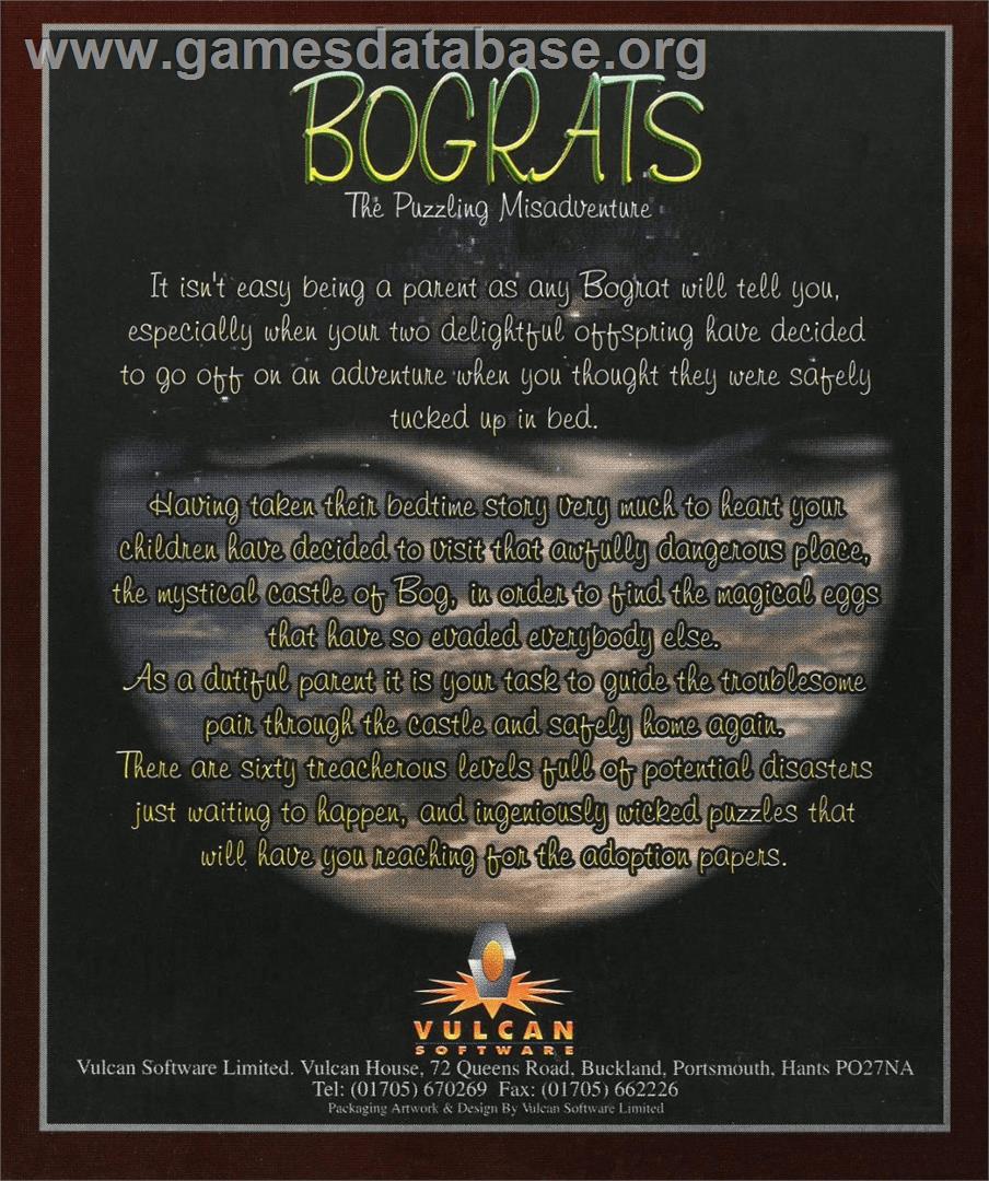 Bograts - The Puzzling Misadventure - Commodore Amiga - Artwork - Box Back