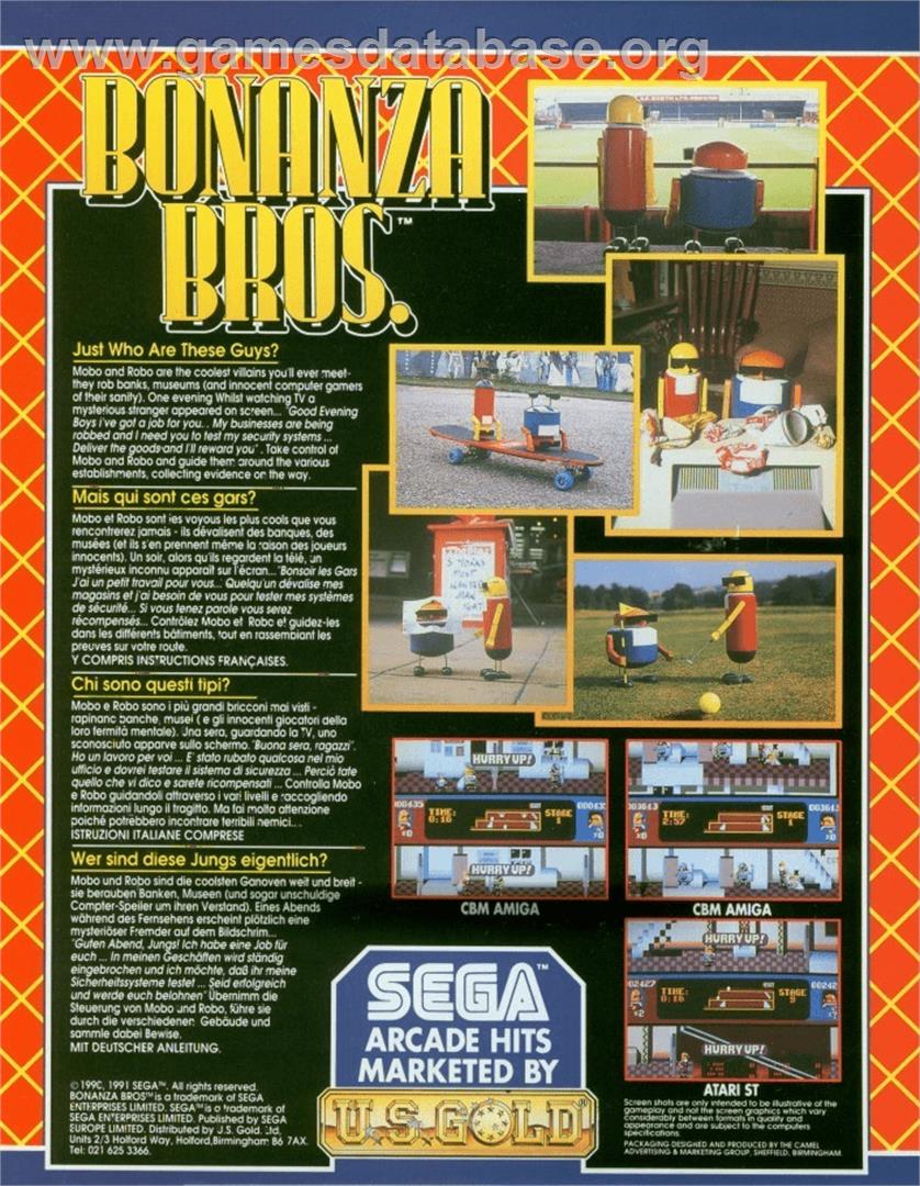 Bonanza Bros. - Commodore Amiga - Artwork - Box Back