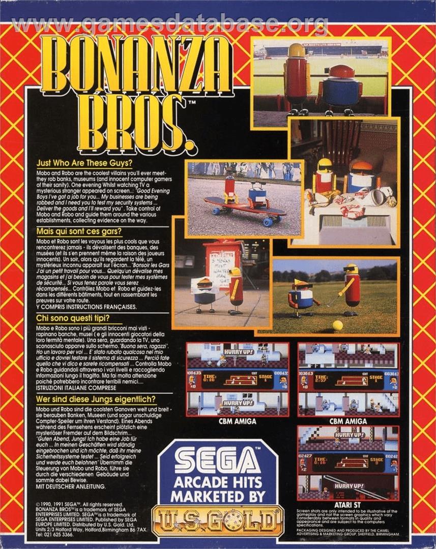 Bonanza Bros. - Commodore Amiga - Artwork - Box Back