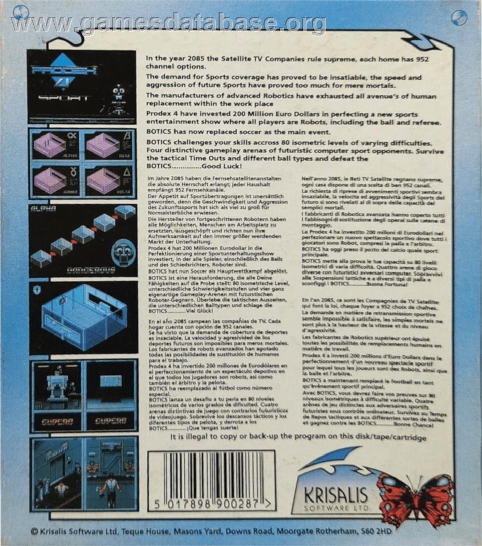 Botics - Commodore Amiga - Artwork - Box Back