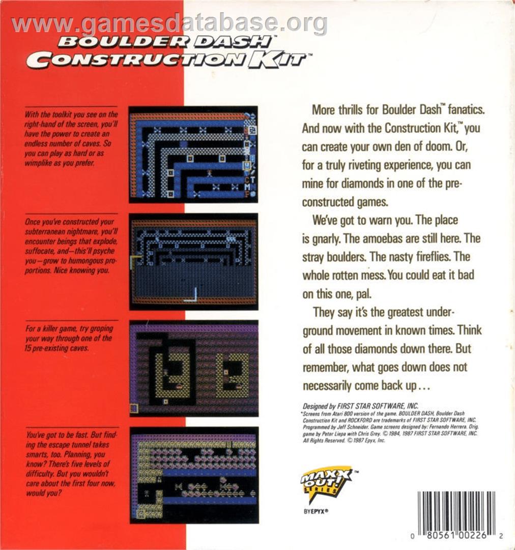 Boulder Dash Construction Kit - Commodore Amiga - Artwork - Box Back