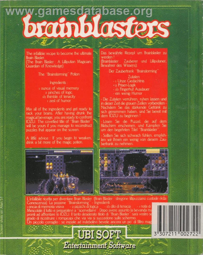 Brain Blasters - Commodore Amiga - Artwork - Box Back