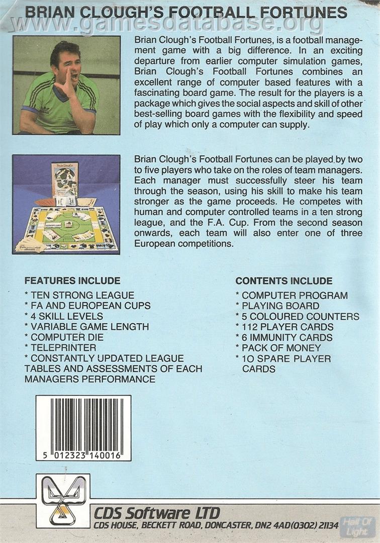Brian Clough's Football Fortunes - Commodore Amiga - Artwork - Box Back