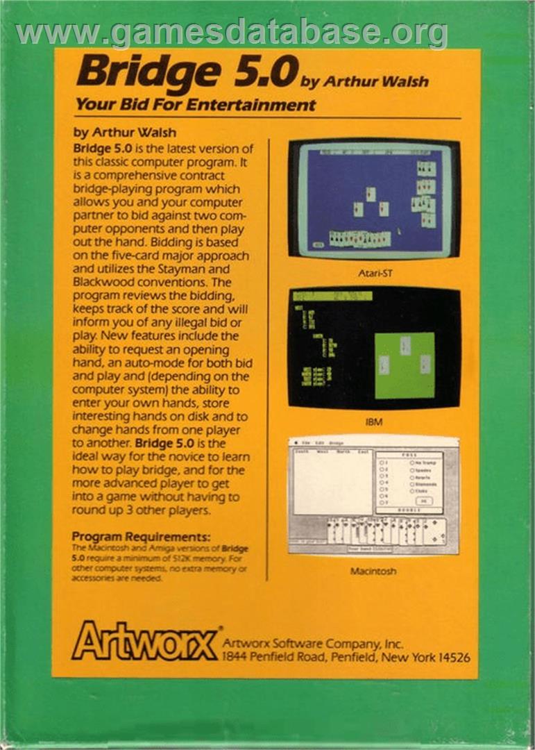 Bridge 5.0 - Commodore Amiga - Artwork - Box Back