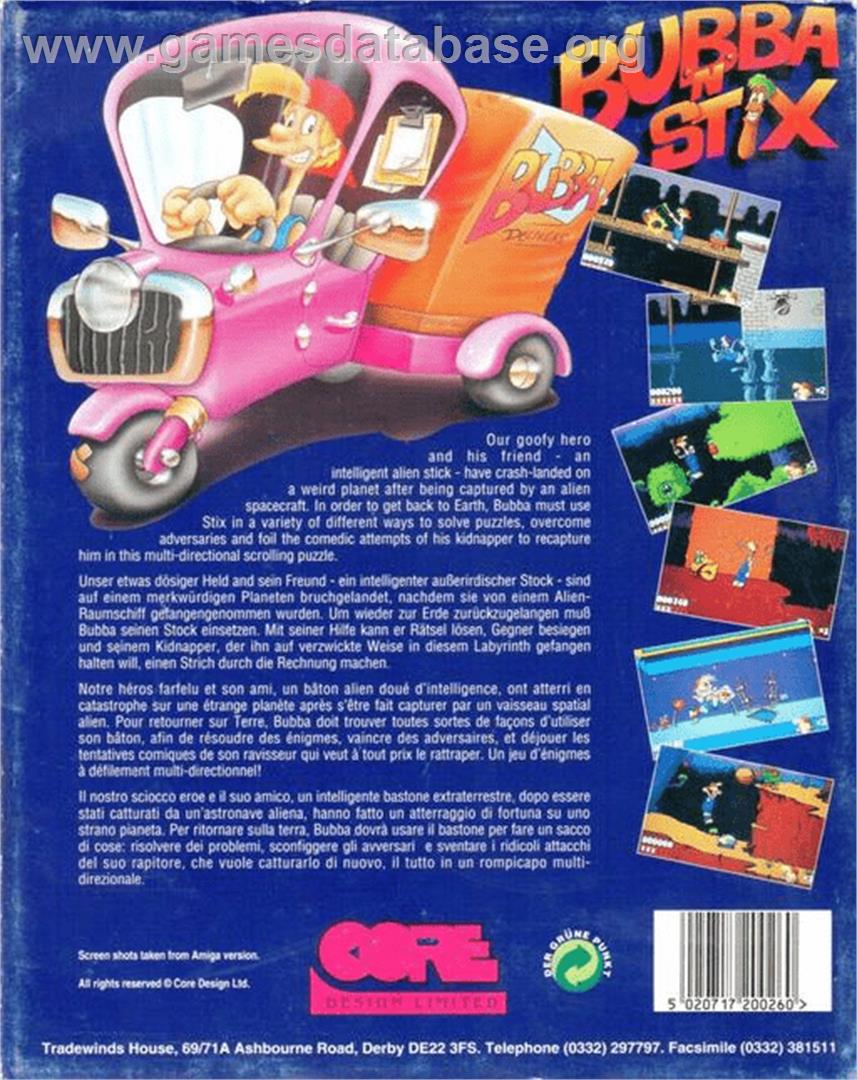 Bubba 'n' Stix - Commodore Amiga - Artwork - Box Back