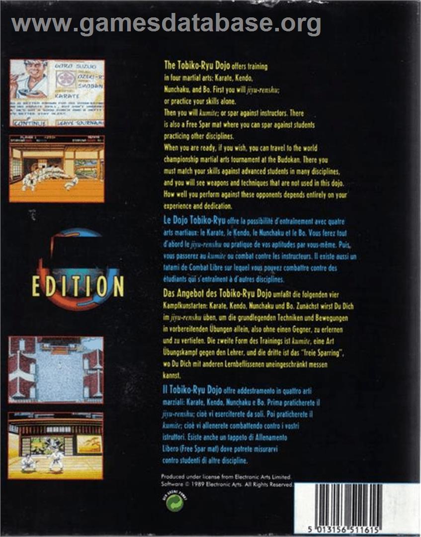 Budokan: The Martial Spirit - Commodore Amiga - Artwork - Box Back