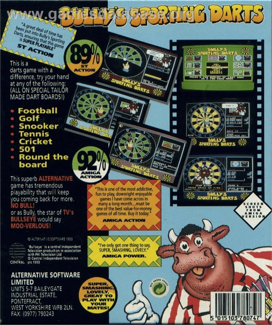 Bully's Sporting Darts - Commodore Amiga - Artwork - Box Back