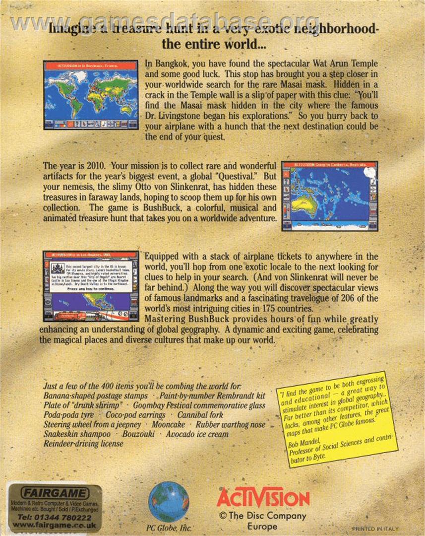 Bush Buck: Global Treasure Hunter - Commodore Amiga - Artwork - Box Back