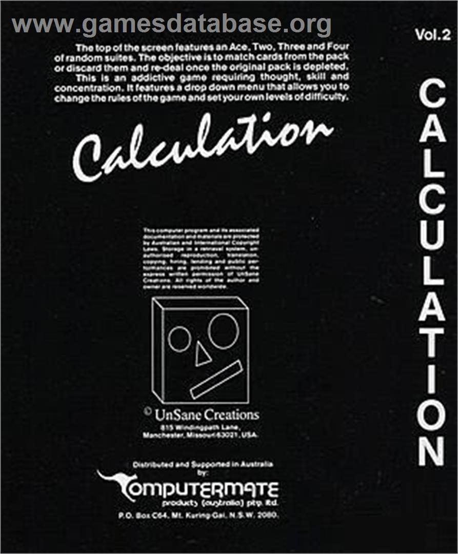 Calculation - Commodore Amiga - Artwork - Box Back