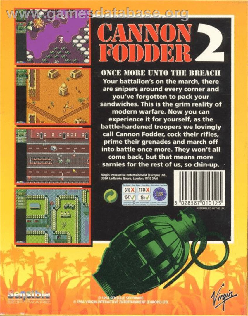 Cannon Fodder 2 - Commodore Amiga - Artwork - Box Back