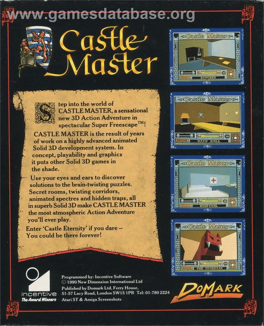 Castle Master - Commodore Amiga - Artwork - Box Back