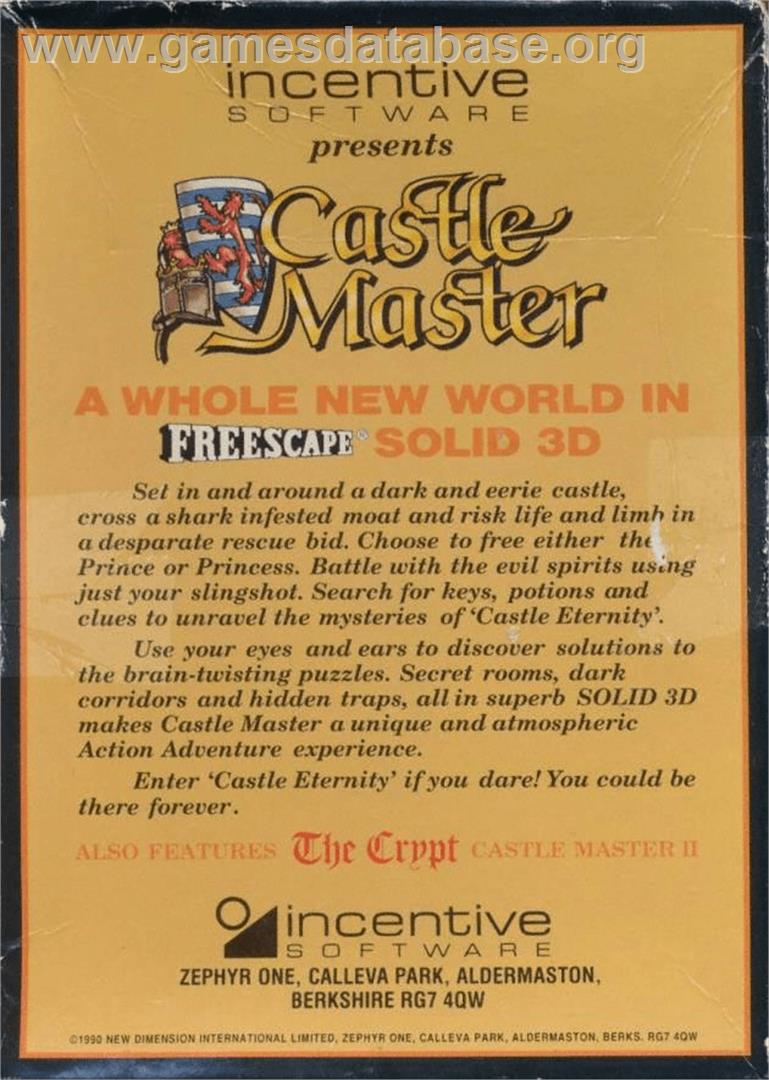 Castle Master 2 - The Crypt - Commodore Amiga - Artwork - Box Back