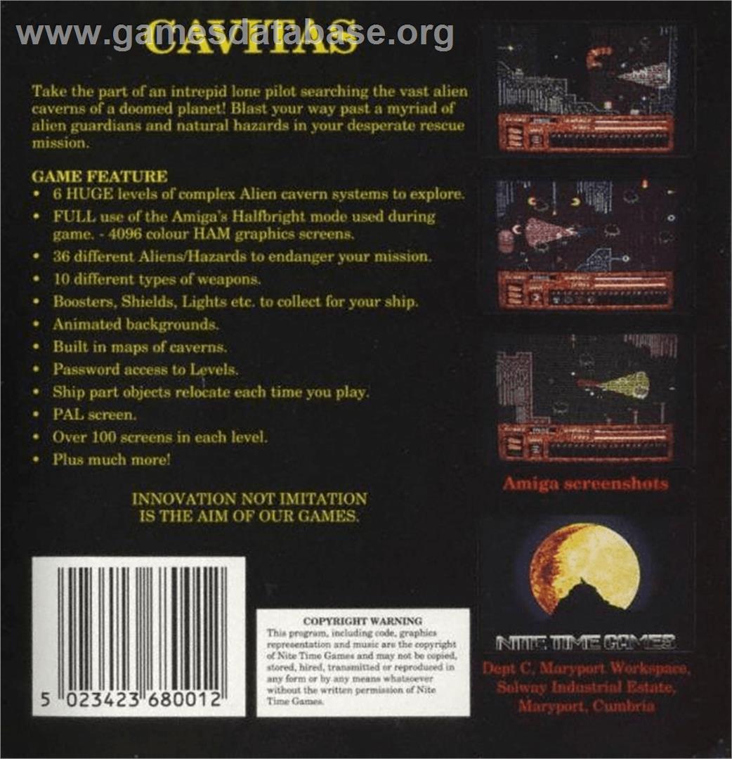 Cavitas - Commodore Amiga - Artwork - Box Back