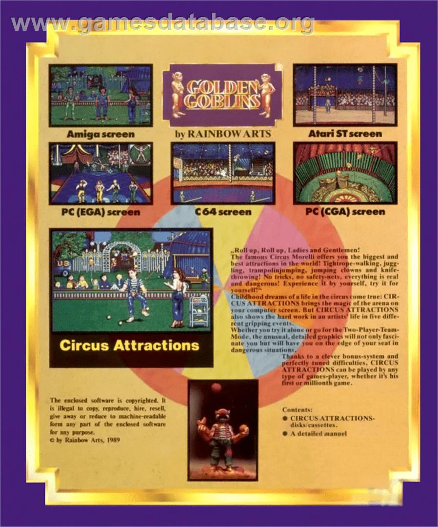 Circus Attractions - Commodore Amiga - Artwork - Box Back