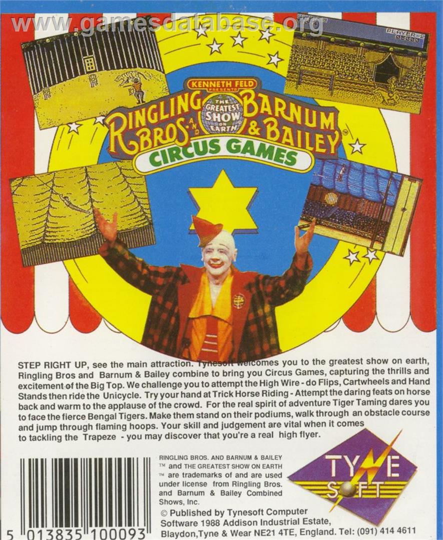 Circus Games - Commodore Amiga - Artwork - Box Back