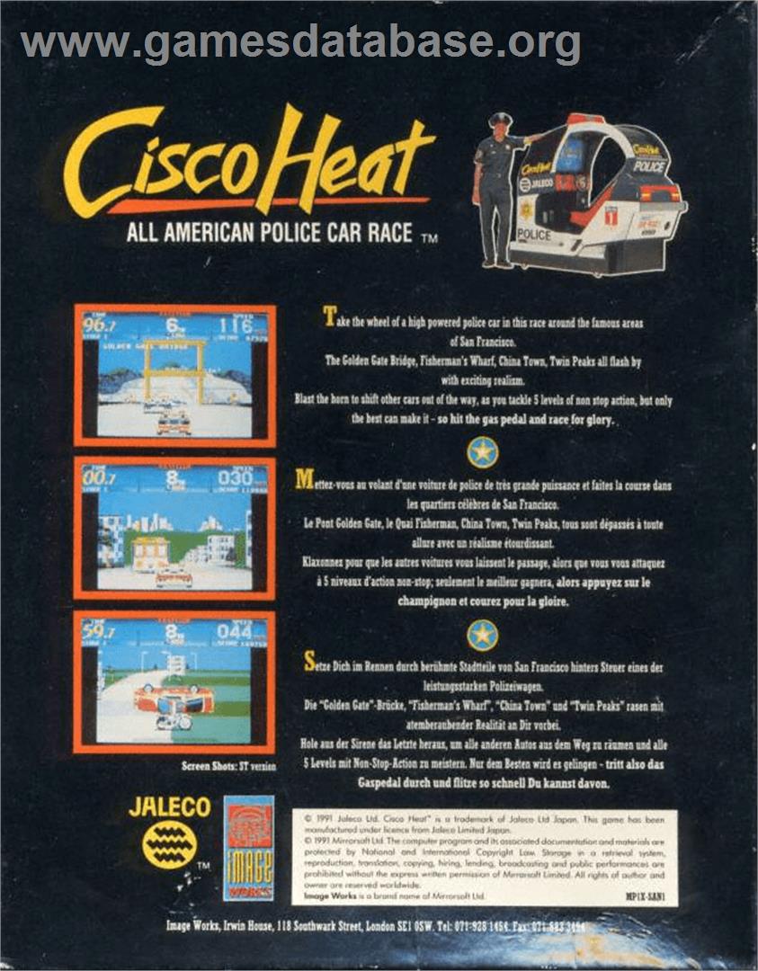 Cisco Heat: All American Police Car Race - Commodore Amiga - Artwork - Box Back