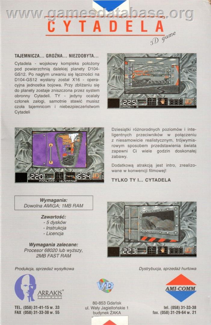 Citadel - Commodore Amiga - Artwork - Box Back