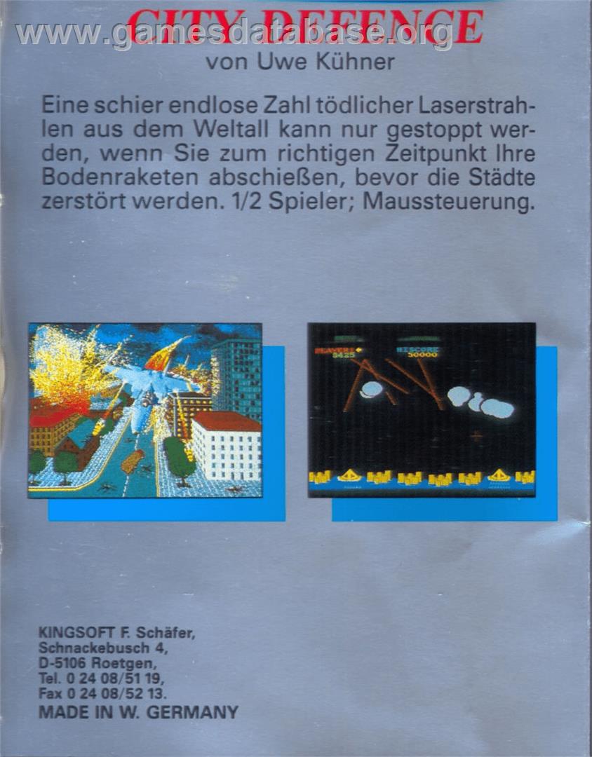 City Defence - Commodore Amiga - Artwork - Box Back