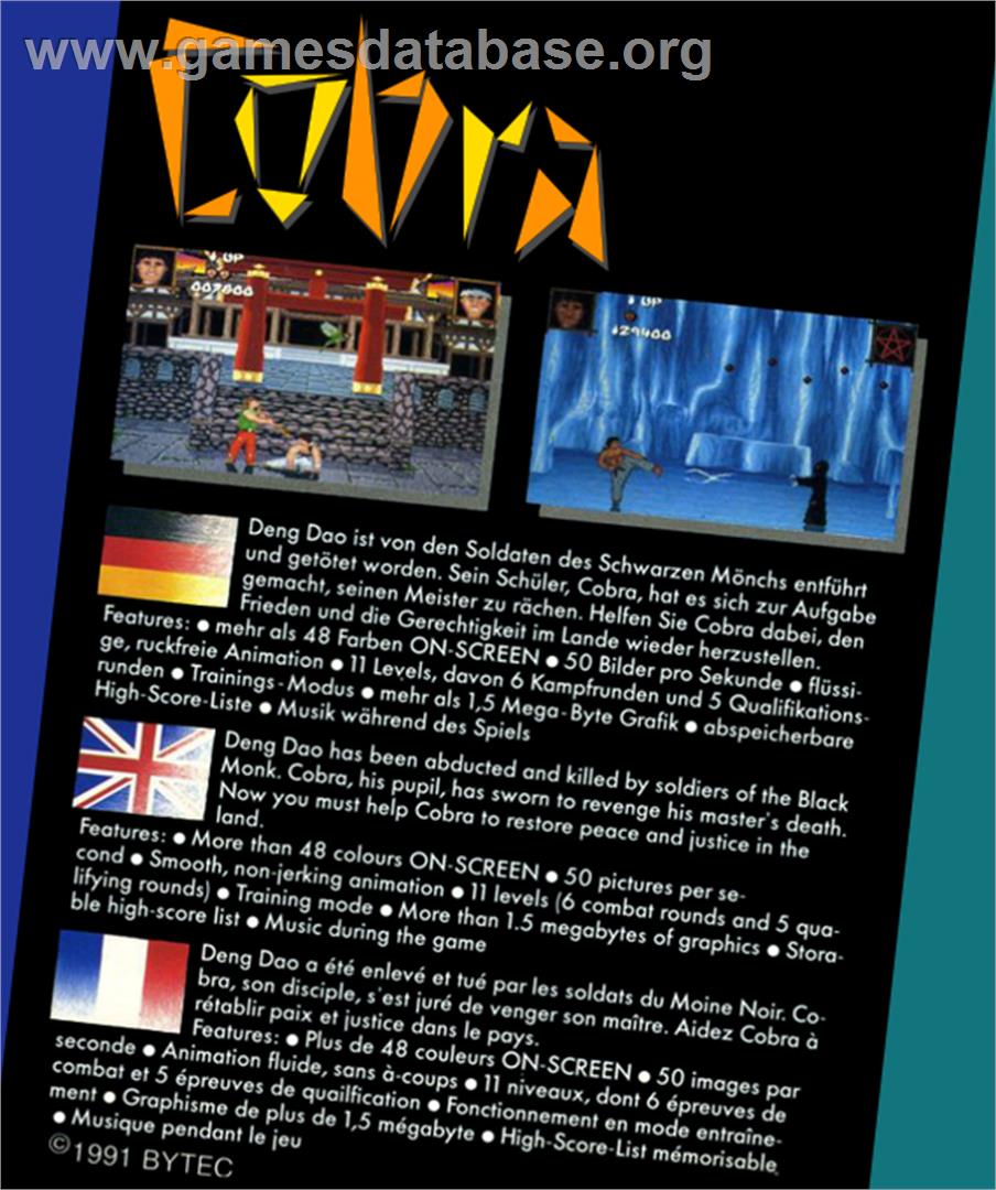 Cobra - Commodore Amiga - Artwork - Box Back